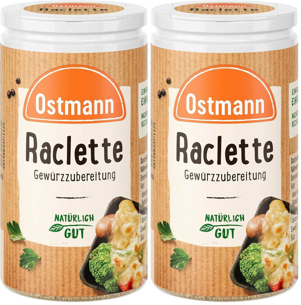 Ostmann Gewürze - Raclette Gewürzzubereitung | Zum Würzen von Käsegerichten | Recyclebare, nachfüllbare Streudose | 45 g im Streuer