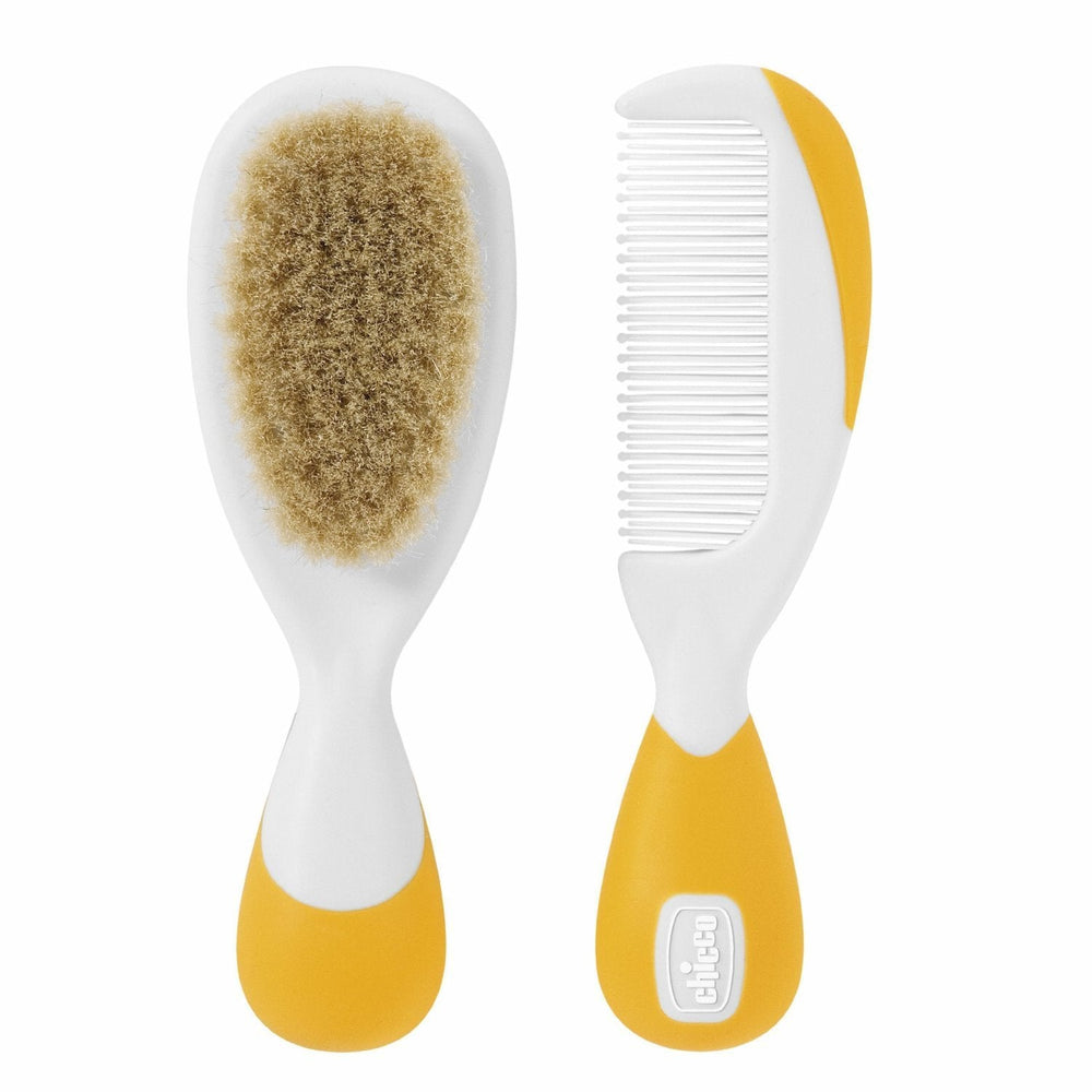 Chicco set perie de păr și pieptene pentru copii, perie pentru copii cu peri naturali moi, pieptene cu vârfuri rotunjite, mâner anti-alunecare, cadou de petrecere pentru copii - consumabile pentru nou-născuți de la 0 luni Copii - Baie si Skincare Naty Shop