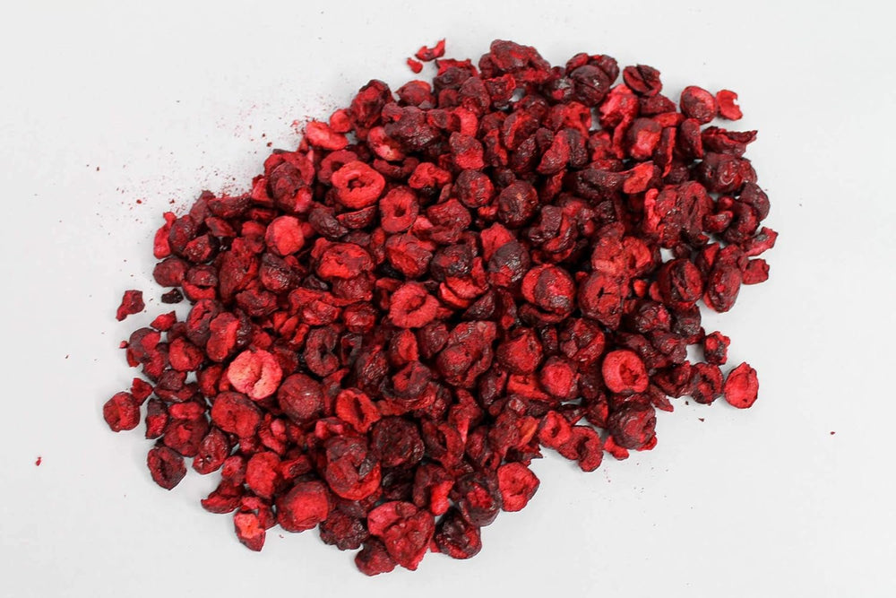 Cireșe liofilizate 100g - Cireșe amare liofilizate - Fructe uscate liofilizate - Cireșe amare uscate în felii - Perfect pentru coacere, decorare, muesli și deserturi Produse deshidratate Naty Shop