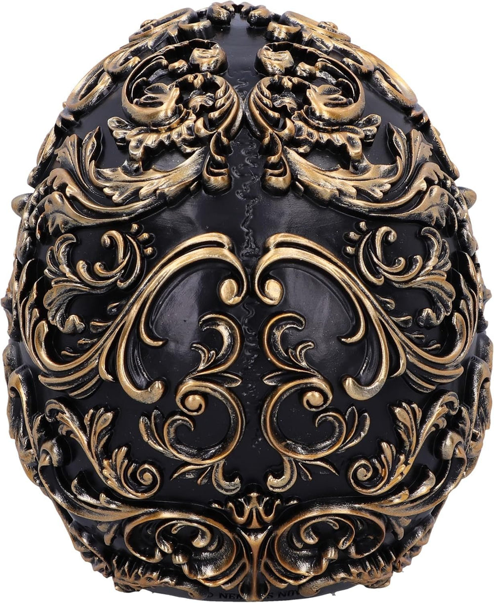 Craniu renascentist, 19 cm, rășină, negru și auriu, model baroc auriu, ornament craniu negru, decor gotic, turnat din cea mai fină rășină sintetică, pictat manual de experți Statuete si sculpturi Naty Shop