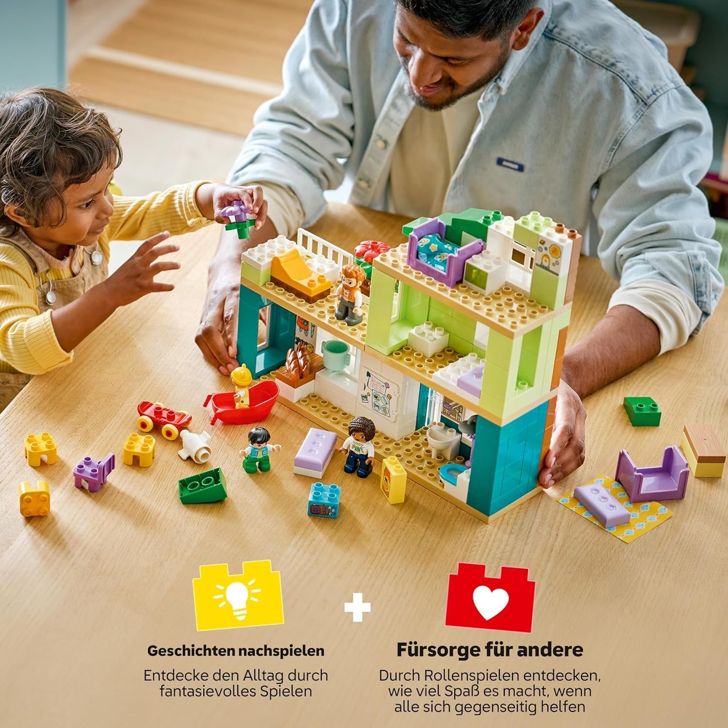 LEGO DUPLO 3-in-1 Modernes Familienhaus mit Figuren - Kleinkinder Lernspielzeug für Feinmotorik - Montessori Spielzeug mit Puppenhaus Zubehör - Geschenk für Mädchen und Jungen ab 2 Jahren - 10470
