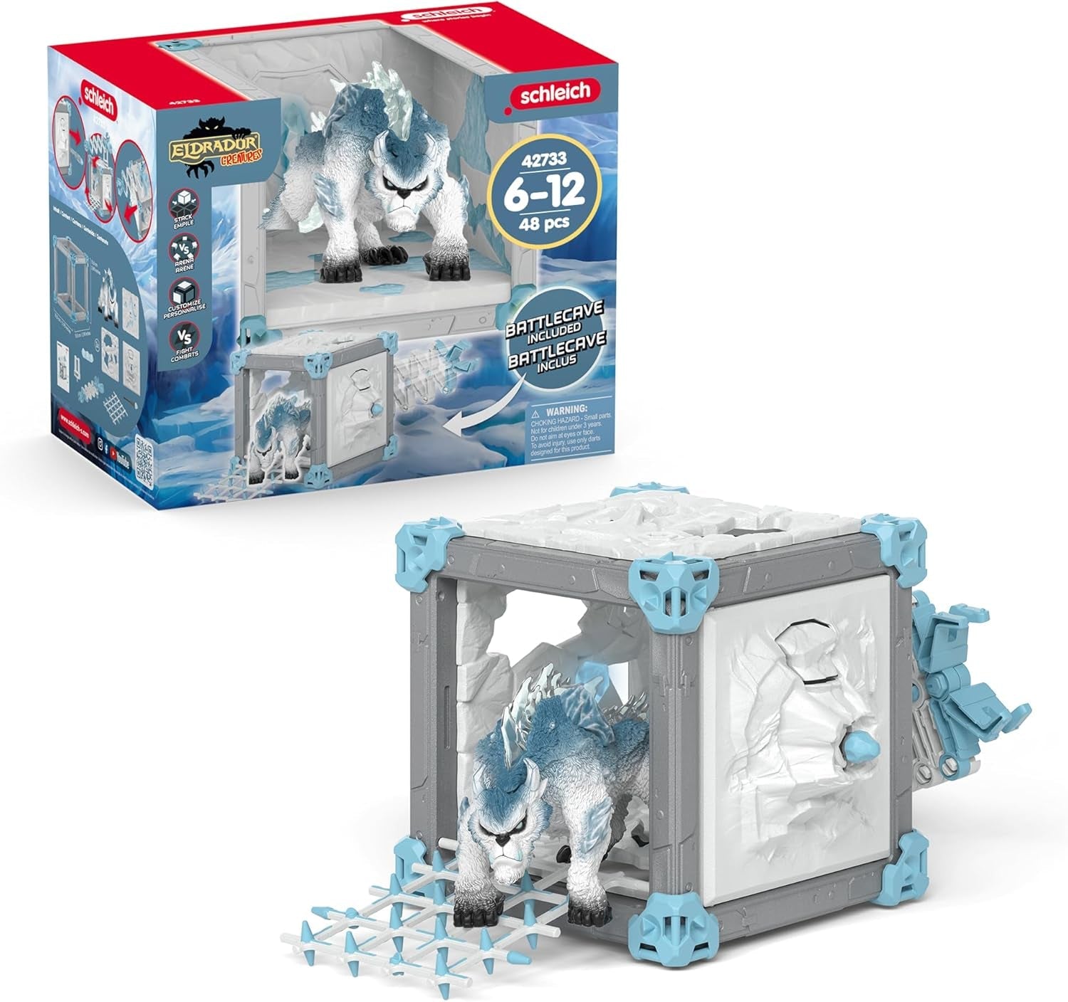 SCHLEICH ELDRADOR Creatures | Battle CAVE Schattenassel 42675 | Set aus ELDRADOR Battle Cave mit Monster und Schattenkristall | Battle Caves zur Arena stapelbar | Spielzeug ab 7 Jahren | 34 Teile