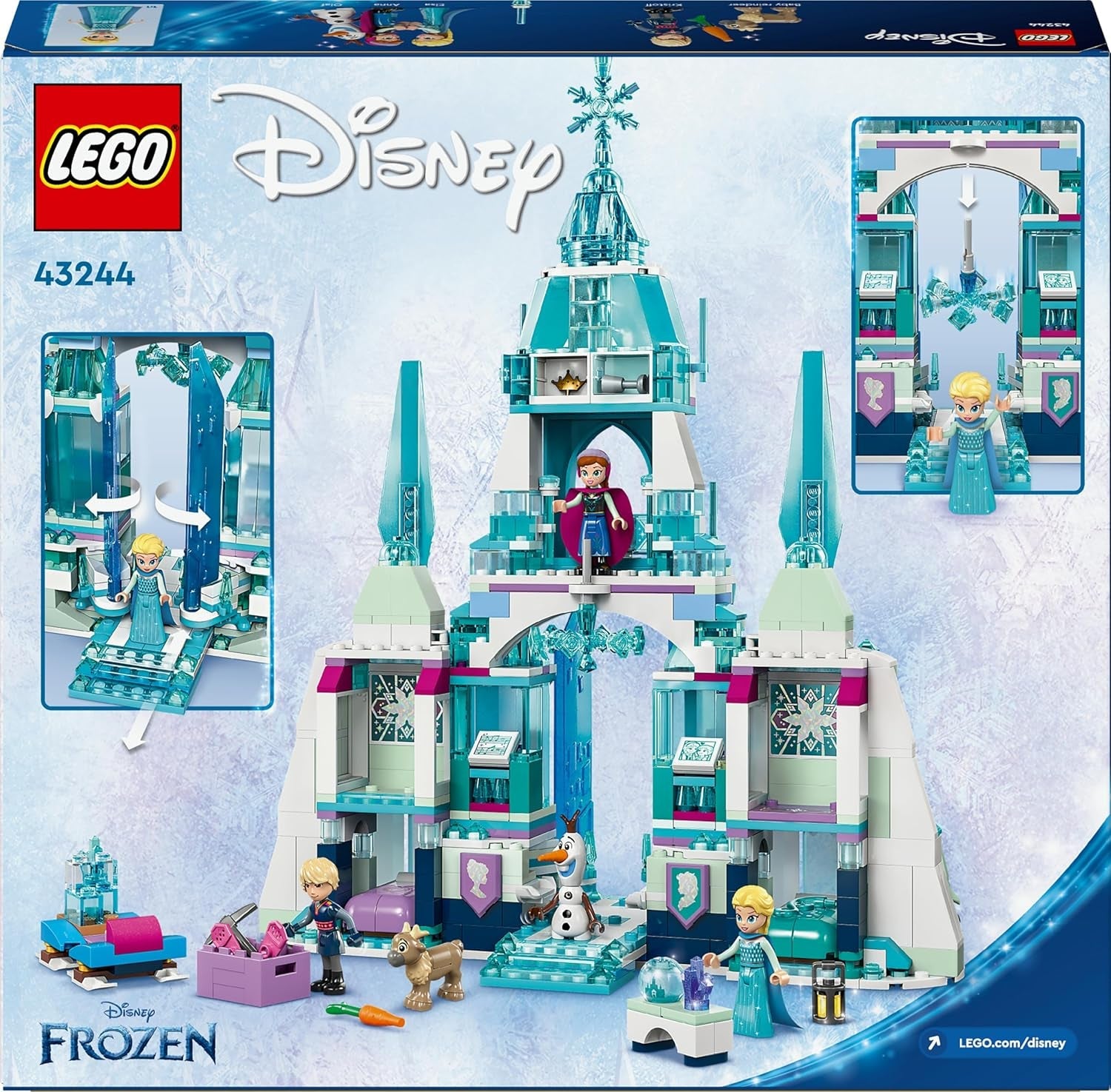 LEGO ǀ Disney Frozen Elsas Winterpalast, BAU- und Spielset für Kinder mit Modell-Palast und Minifiguren ELSA und Anna, Geschenk für Mädchen, Jungen und Filmfans ab 6 Jahren 43244