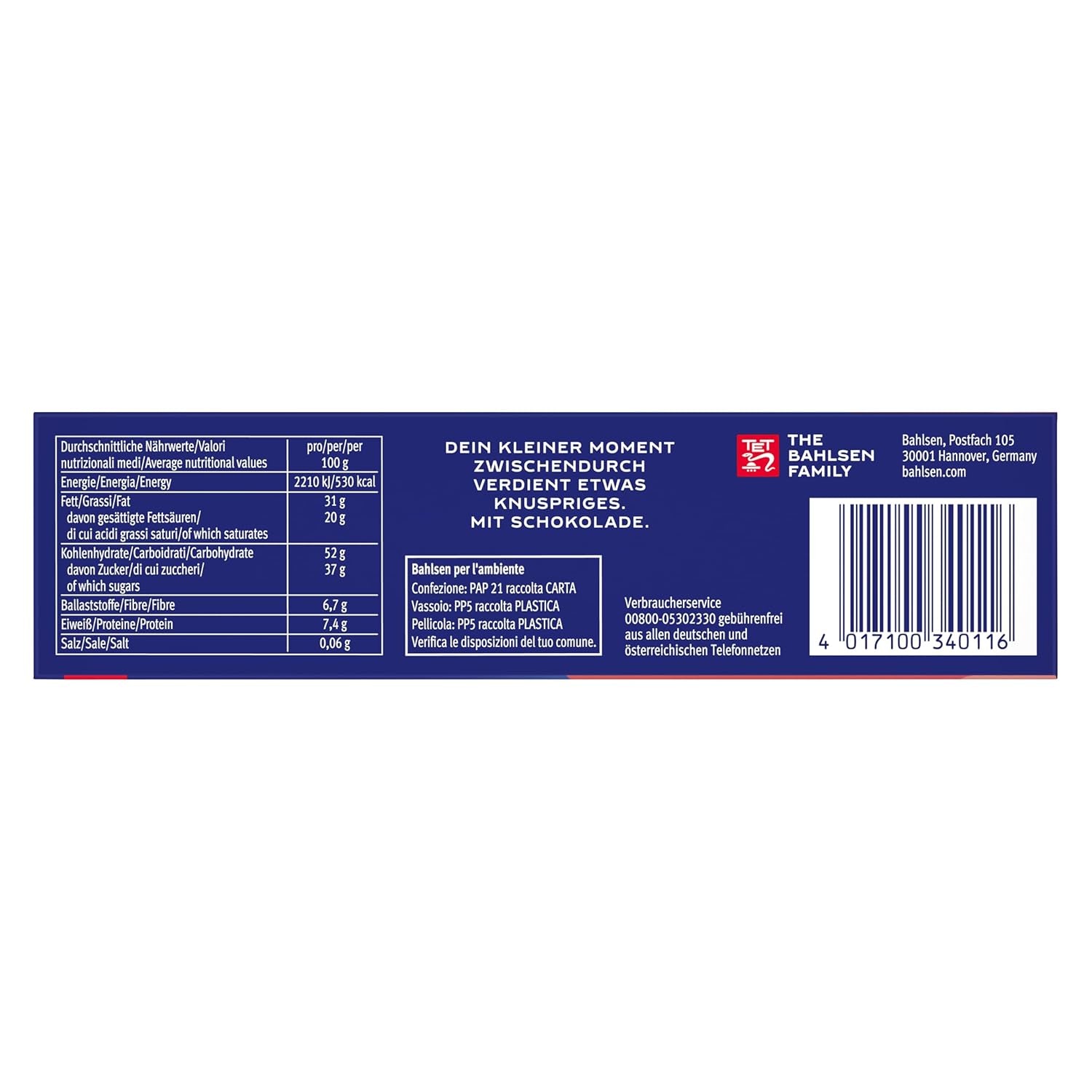 Napolitane de ciocolată BAHLSEN Edelherb - Napolitană cu ciocolată Edelherb (1 x 97 g)