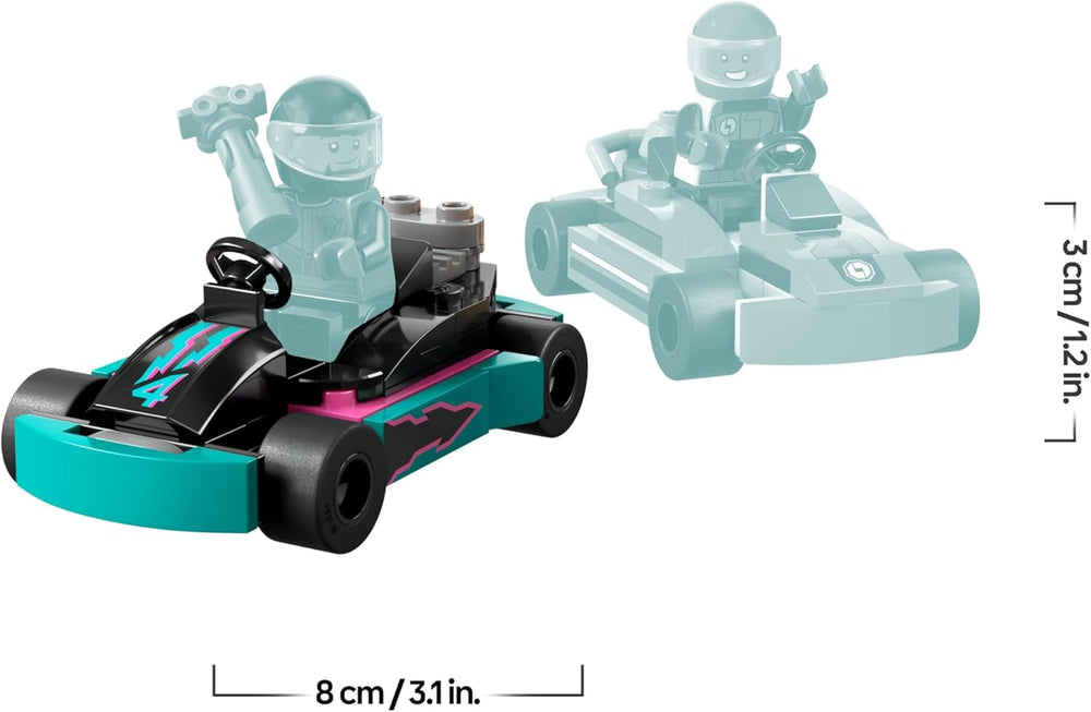LEGO City Go-Karts mit Rennfahrern, Set mit 2 Rennfahrer-Minifiguren und Rennautos, Auto-Spielzeug ab 5 Jahren für Jungs und Mädchen, lustiges Geschenk für Kinder 60400