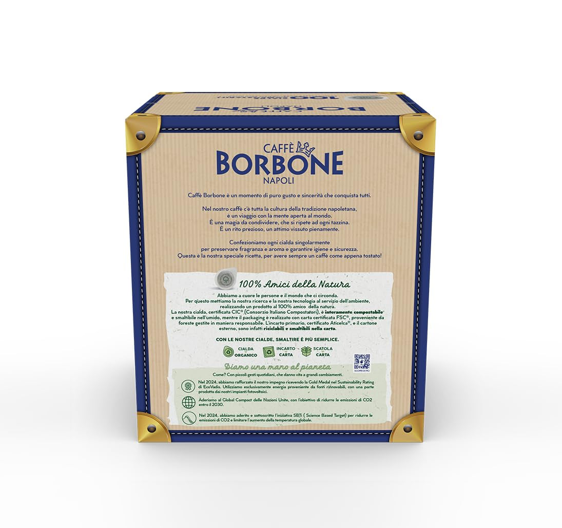 Caffè Borbone Kompostierbare Kaffeepads, Gold-Kaffeemischung - 100 Pads - Kompatibel mit ESE System Papier Pads 44 mm