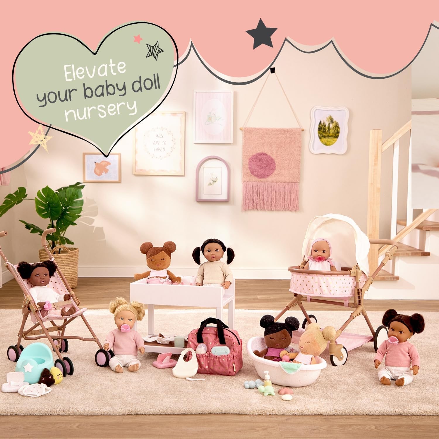 LullaBaby – Cădiță de baie pentru păpuși – Set de baie – Jucărie de baie – Accesorii pentru păpuși – Jocuri realiste cu apă – Copii 2 ani +