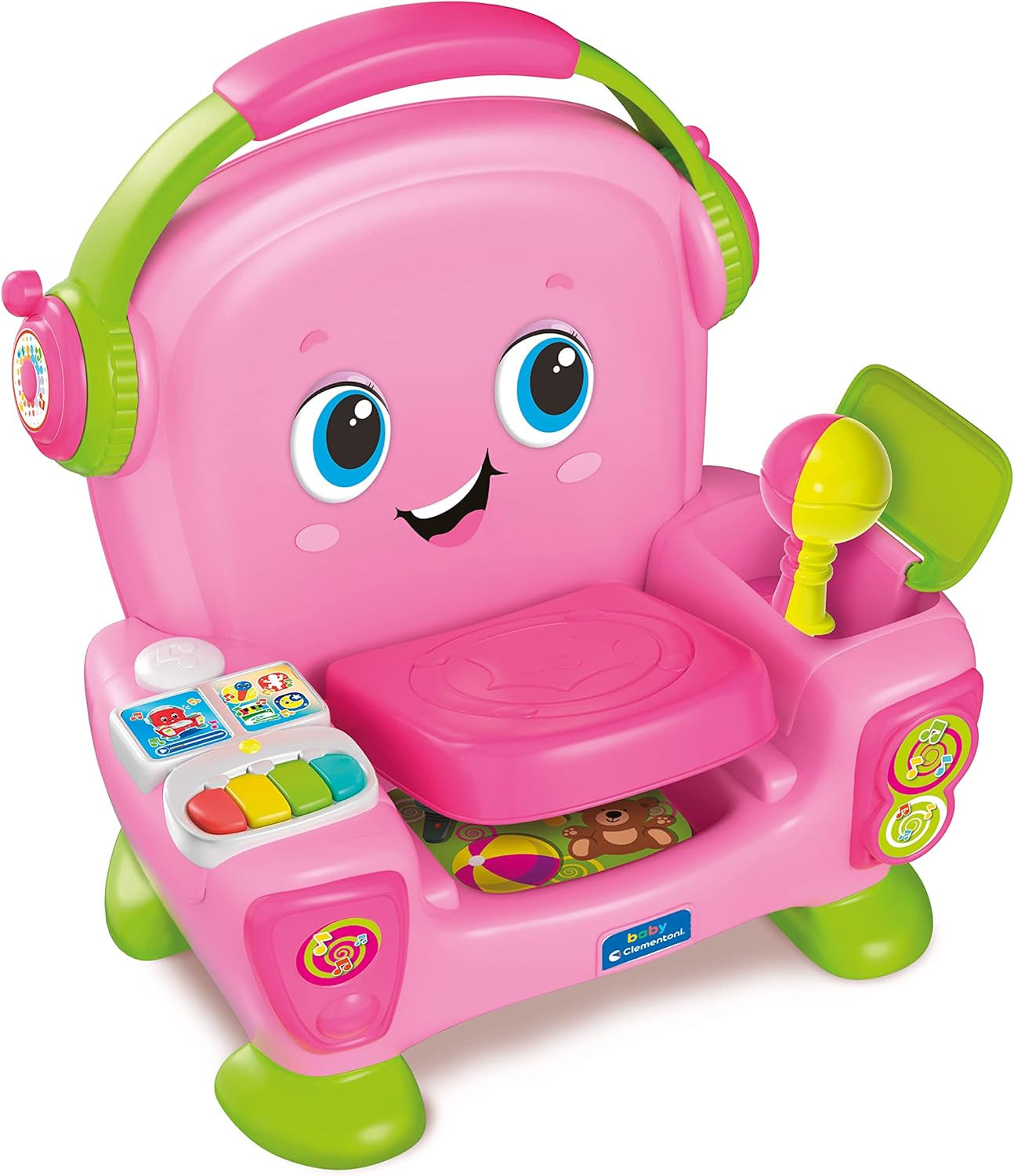 Clementoni 17755 Canta fotoliu cu sunet și dans roz - fotoliu interactiv și multifuncțional pentru copii în italiană, jucărie 1 an - Fabricat în Italia, multicolor Jucarii Bebe Naty Shop