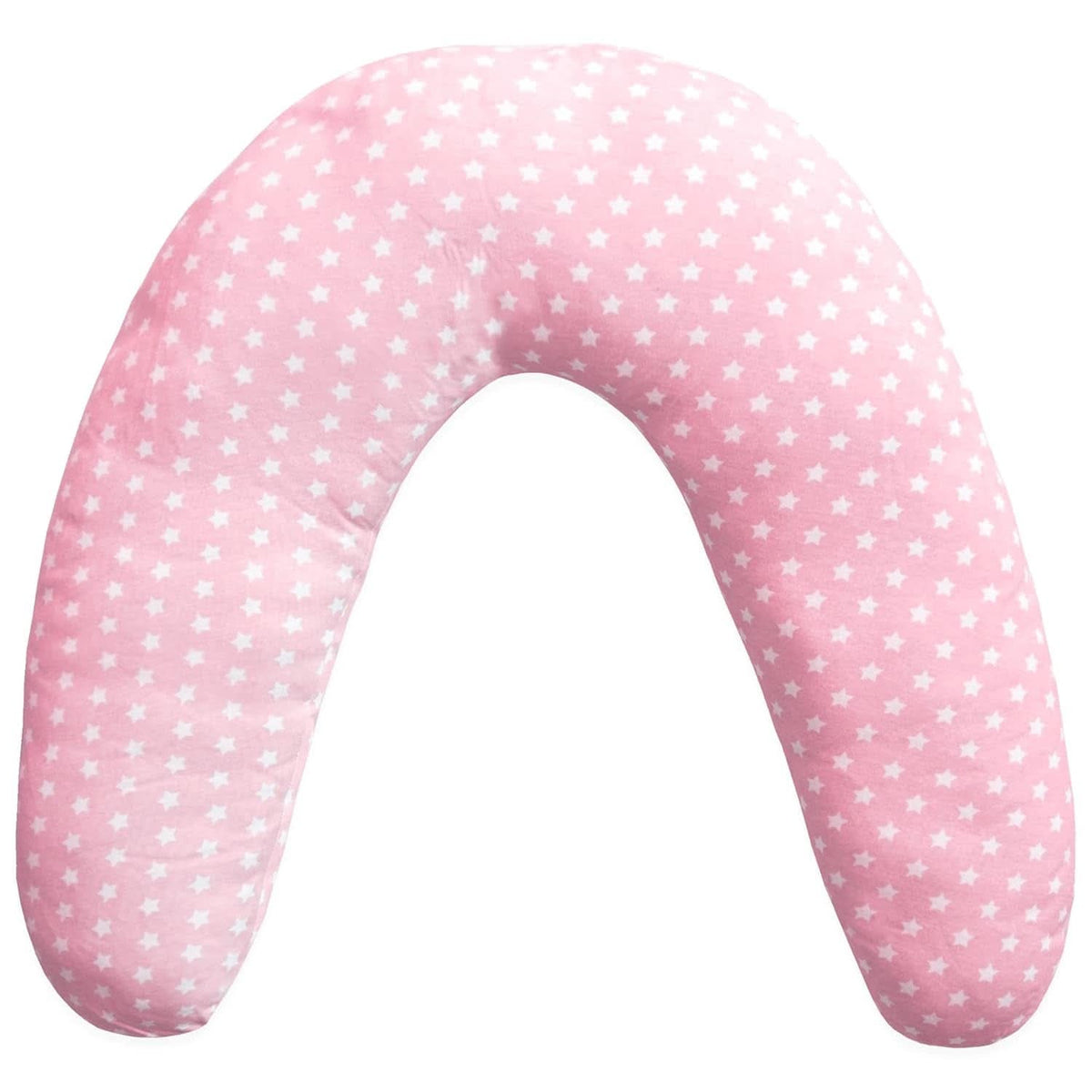 Pernă de alăptare pentru nou-născuți, XL, Husă din bumbac 100%, detașabilă și lavabilă, Umplutură din poliester, Motiv stele Accesorii Hrana si Alaptare Bebe Naty Shop Roz XL