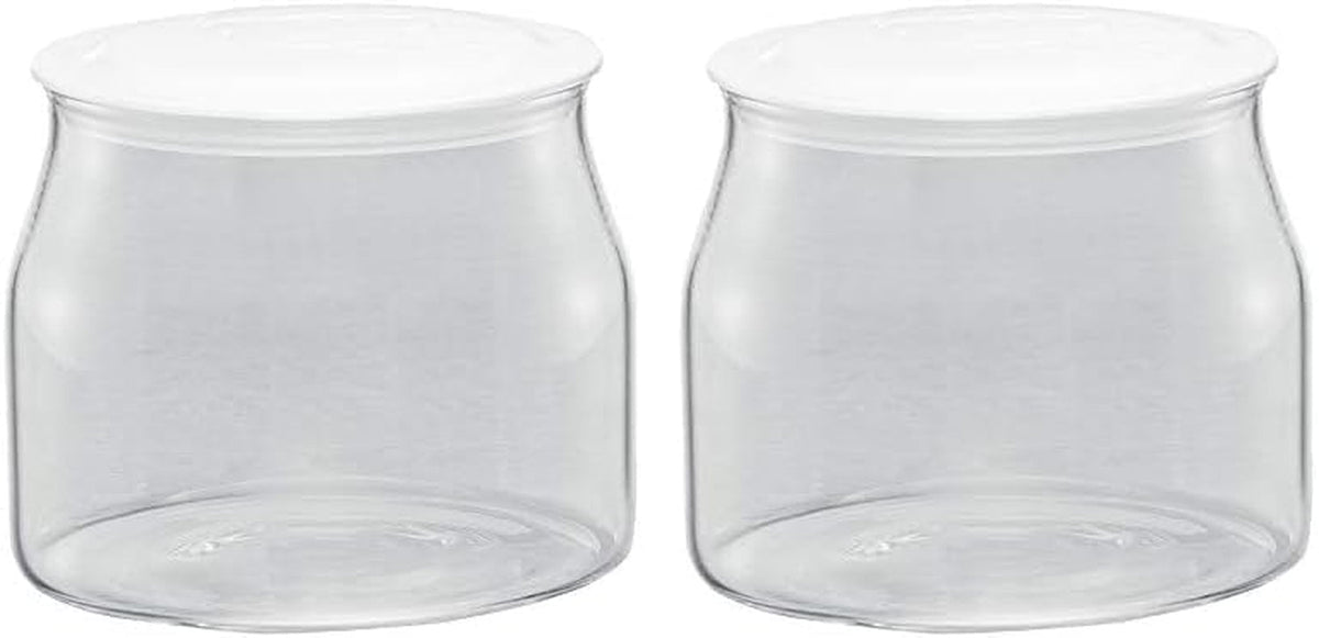 Borcan de schimb Rommelsbacher JG 1 pentru preparatorul de iaurt și cremă de brânză JG 80-1,2 litri, cu capac (pachet de 2) Cutii depozitare alimente Naty Shop Transparent/alb 1 bucată (pachet de 2)