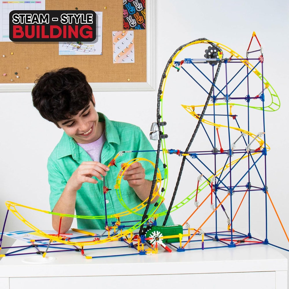 MINT-Forschung Achterbahn-Baukasten, K'NEX Bildung, Basic Fun, 77078, MINT-Lernset mit 546 Teilen, Lernspielzeug für Kinder, Konstruktionsspielzeug für Jungen und Mädchen Ab 8 Jahren
