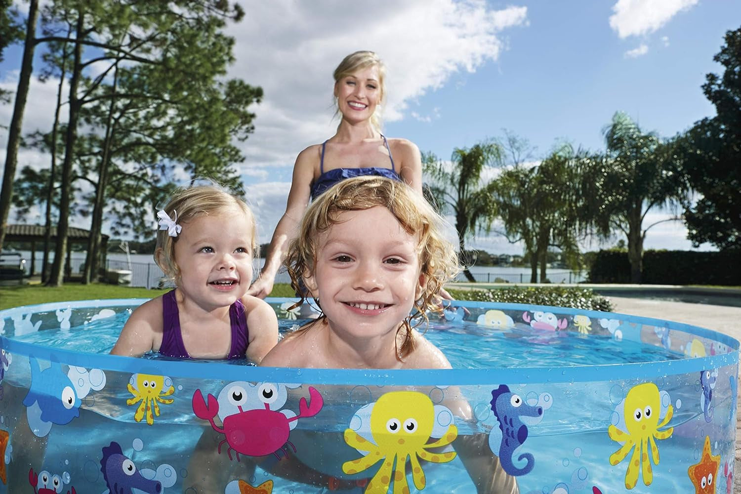 Piscină pentru copii Bestway FillN Fun, Sparking Sea, 122 x 25 cm, BW55028, Multicoloră, 122 x 122 x 25 cm