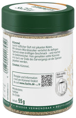 Fuchs Gewürze - Kümmel gemahlen - klassiches Gewürz für deftige Gerichte wie Chili con Carne - natürliche Zutaten - 55 g in wiederverwendbarer, recyclebarer Dose