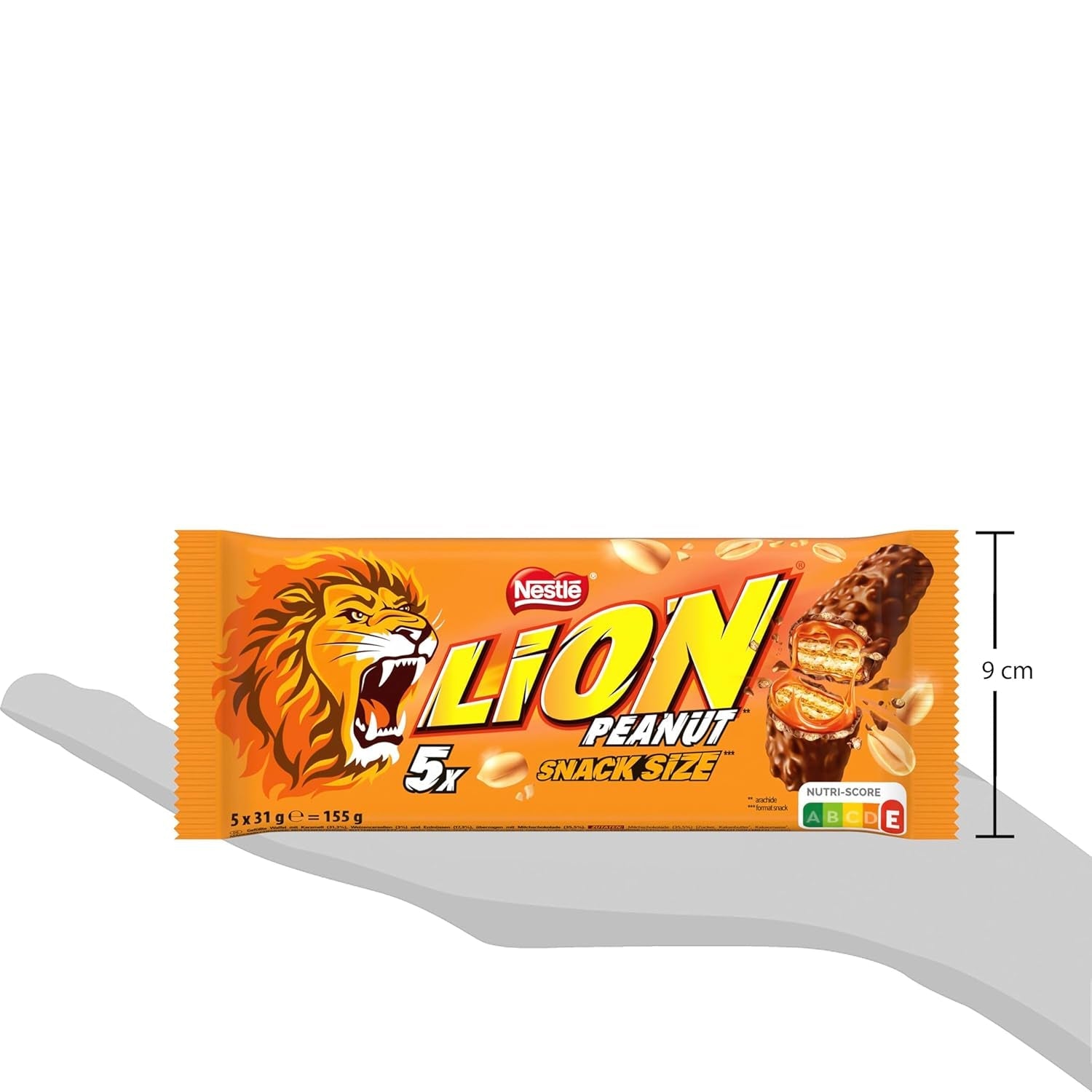 Baton de ciocolată cu arahide acoperit cu ciocolată cu lapte, umplutură delicioasă de caramel, arahide și napolitană crocantă, pachet vrac de bomboane, 1 pachet (5 x 31g)