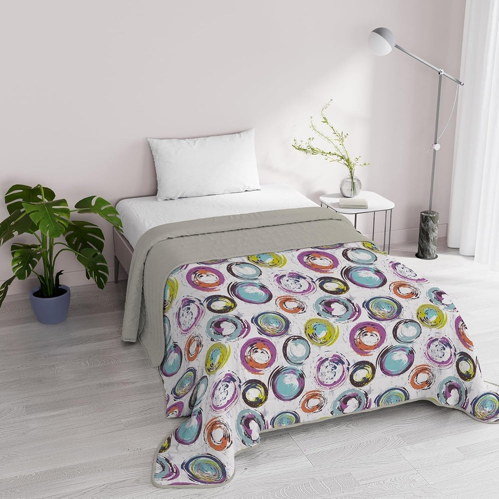Lenjerie de pat italiană Fantasy, microfibră, pentru vară, 1,5 paturi, Murrine Plapumi si pilote Naty Shop Cercuri abstracte 1 Posto E Mezzo