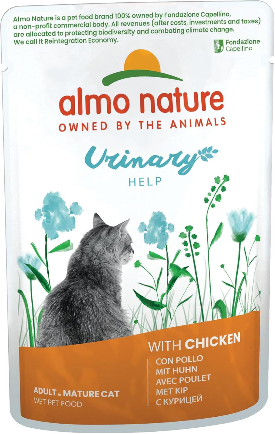 Almo Nature Functional Urinary Help - Hrană umedă pentru pisici adulte cu pui - Susține sănătatea tractului urinar - 30 de pliculețe a câte 70 g fiecare