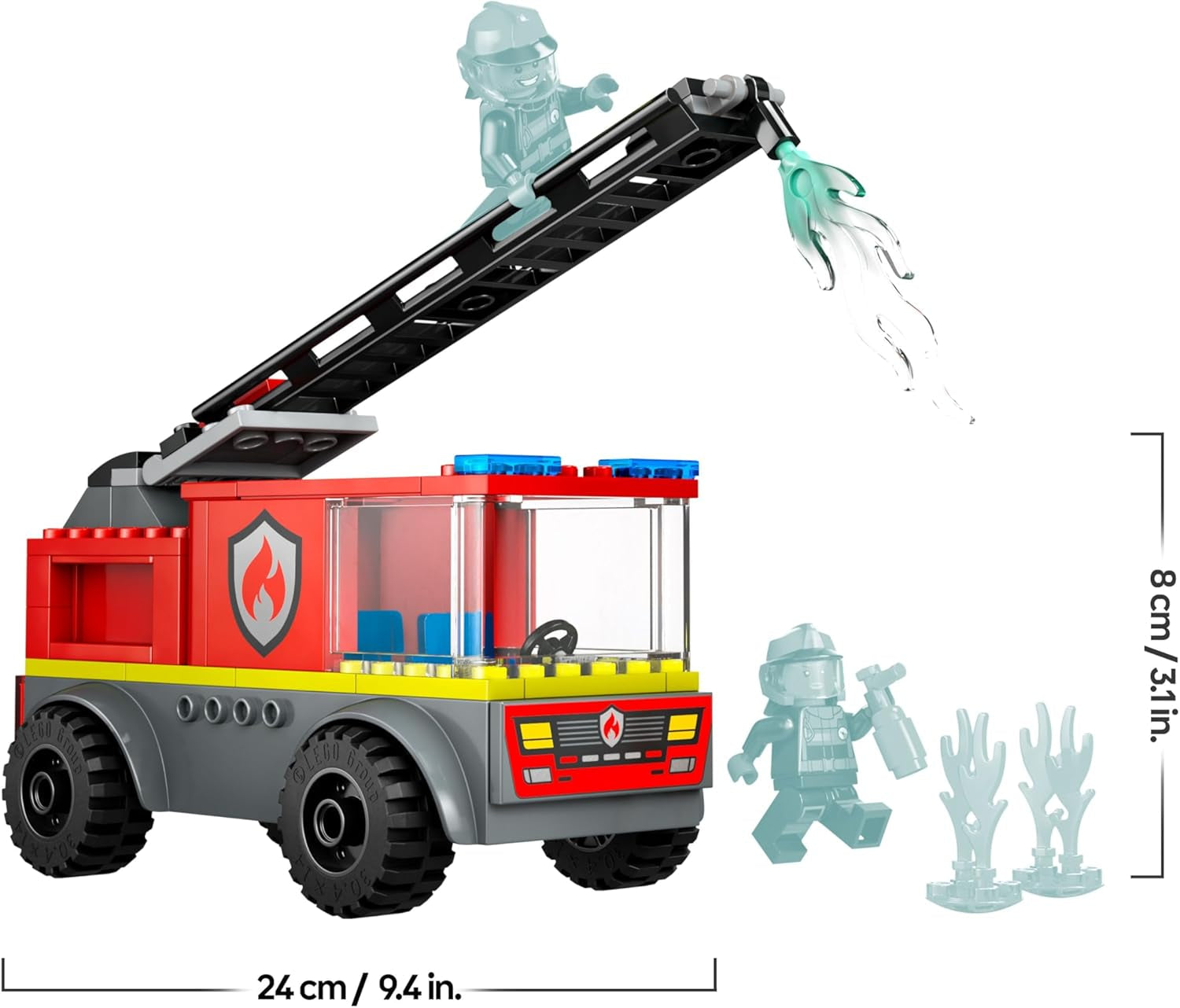 LEGO City Feuerwehrleiterfahrzeug - Feuerwehrauto Spielzeug mit 2 Feuerwehrmann Minifiguren für Jungen und Mädchen ab 4 Jahren - Lernspielzeug - Geschenk für Vorschulkinder 60463