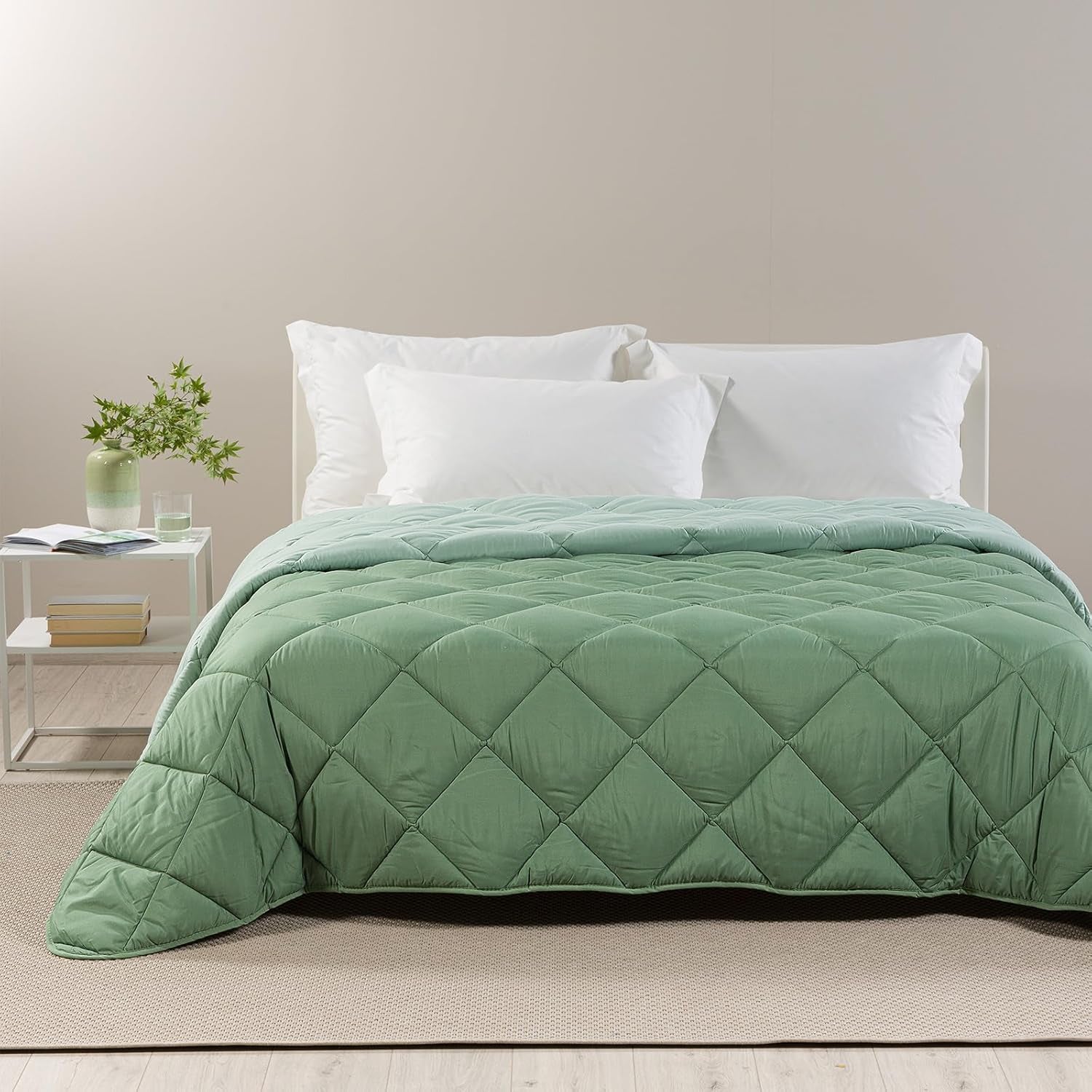 Caleffi Plapumă de iarnă pentru pat dublu, 260 X 265 Cm, din microfibră, pentru pat dublu, iarnă, moale, confortabilă, căptușită, durabilă, lavabilă, plapumă antialergică, fabricată în Plapumi si pilote Naty Shop Jade 260X265