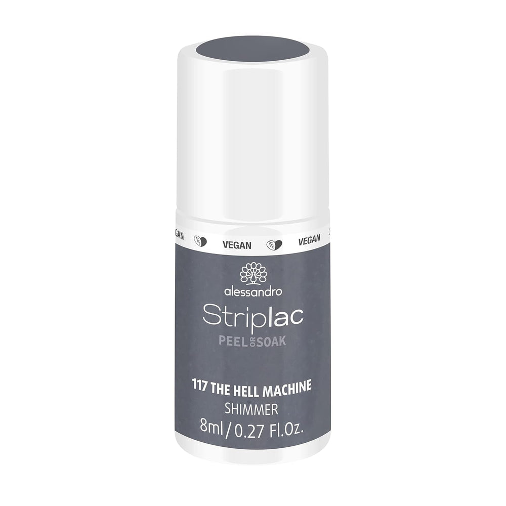 Oja UV alessandro Striplac Midnight Black – Delicată și de lungă durată – Îndepărtare ușoară datorită tehnologiei de îndepărtare peel-off – Vegană și cruelty-free – 8 ml