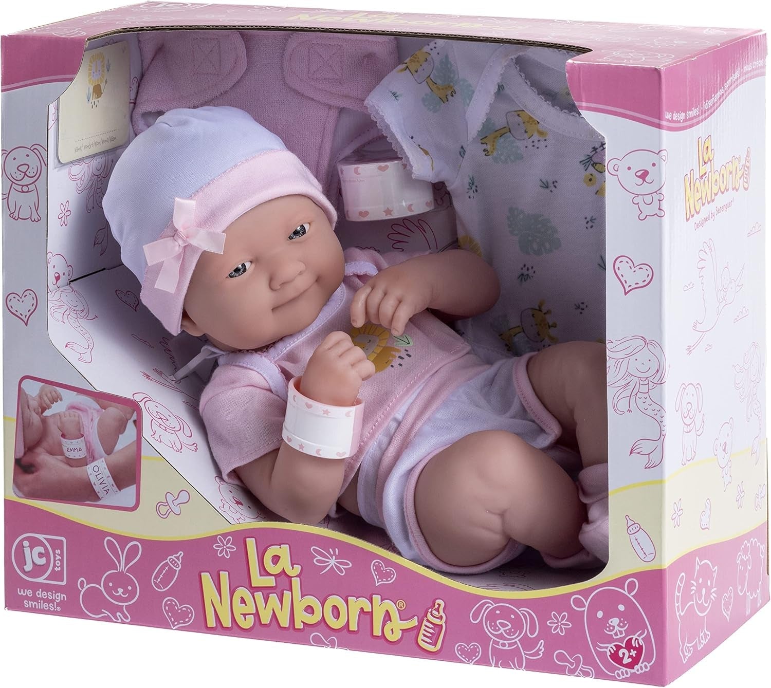 JC TOYS (18543_A Babypuppe, mit 8-teiligem Zubehör-Set, 36 cm