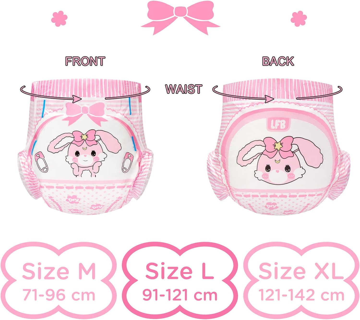 Scutece imprimate pentru adulți 5500-5800 ml, 10 bucăți - Baby Usagi (XL)