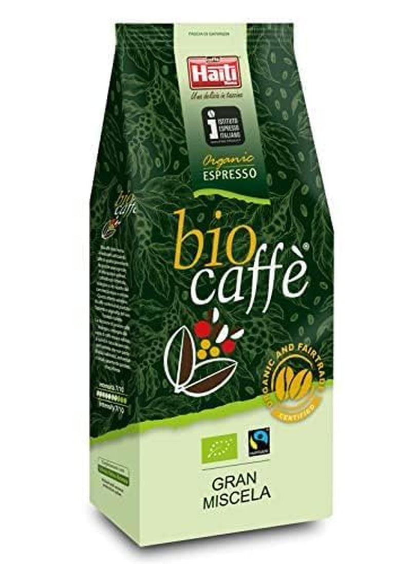 Boabe de cafea Caffè Haiti Roma Biocaffè Gran Miscela 100% organice/Fairtrade, 1 kg, certificate de Institutul Italian de Espresso. Un espresso gourmet produs în Italia. Prăjire artizanală.