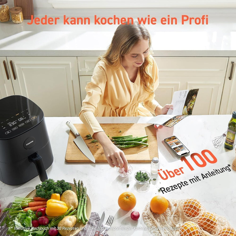 COSORI Airfryer, 7-In-1 Hot Air Fryer 4.7 L, Max 230 ℃ & 55DB zgomot, 100+ rețete Electrocasnice Naty Shop