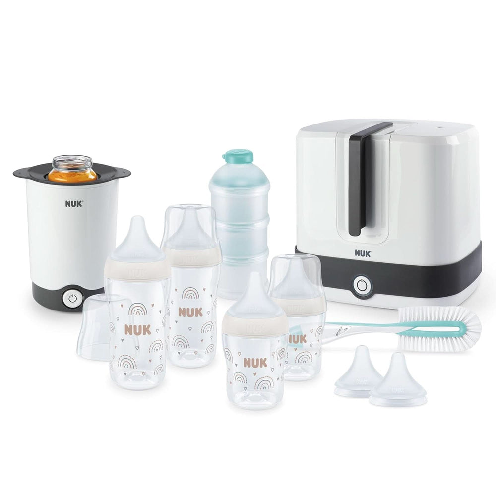 Set pompa de san manuala NUK, Pernă moale din silicon, 2 biberoane perfect combinate, 150 ml Accesorii Hrana si Alaptare Bebe Naty Shop Perfect Match Set