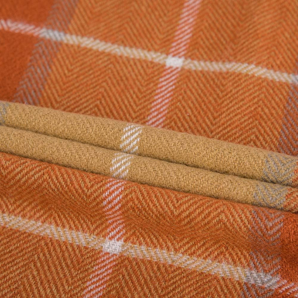 G Lake Orange Plaid Blanket Throw Acrylic Soft Reversible Coloured Fringed Bedspread Gift For Christmas Decorations 127 Cm W X 170.2 Cm L-Pumpkin Orange Paturi si Cuverturi G Lake