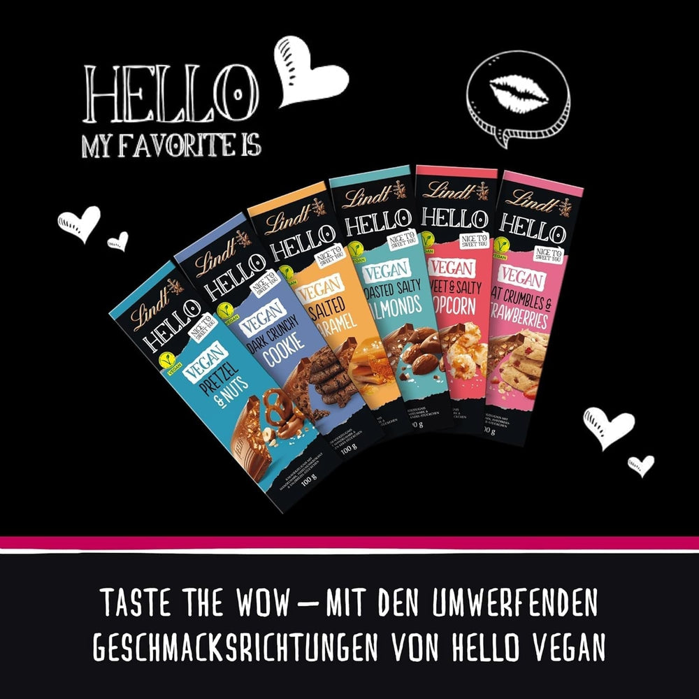 Lindt Chocolate HELLO Vegan Sweet'N Salty Popcorn, baton de 100 grame Naty Shop