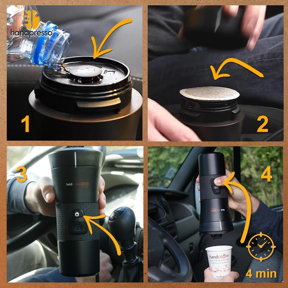 Handpresso - Handcoffee Truck 21010 | Espressor cu capsule Senseo pentru camioane 24V | Espressor pentru camion 24V, Espressor cu capsule de călătorie | Espressor pentru camion 24V pentru călătorii
