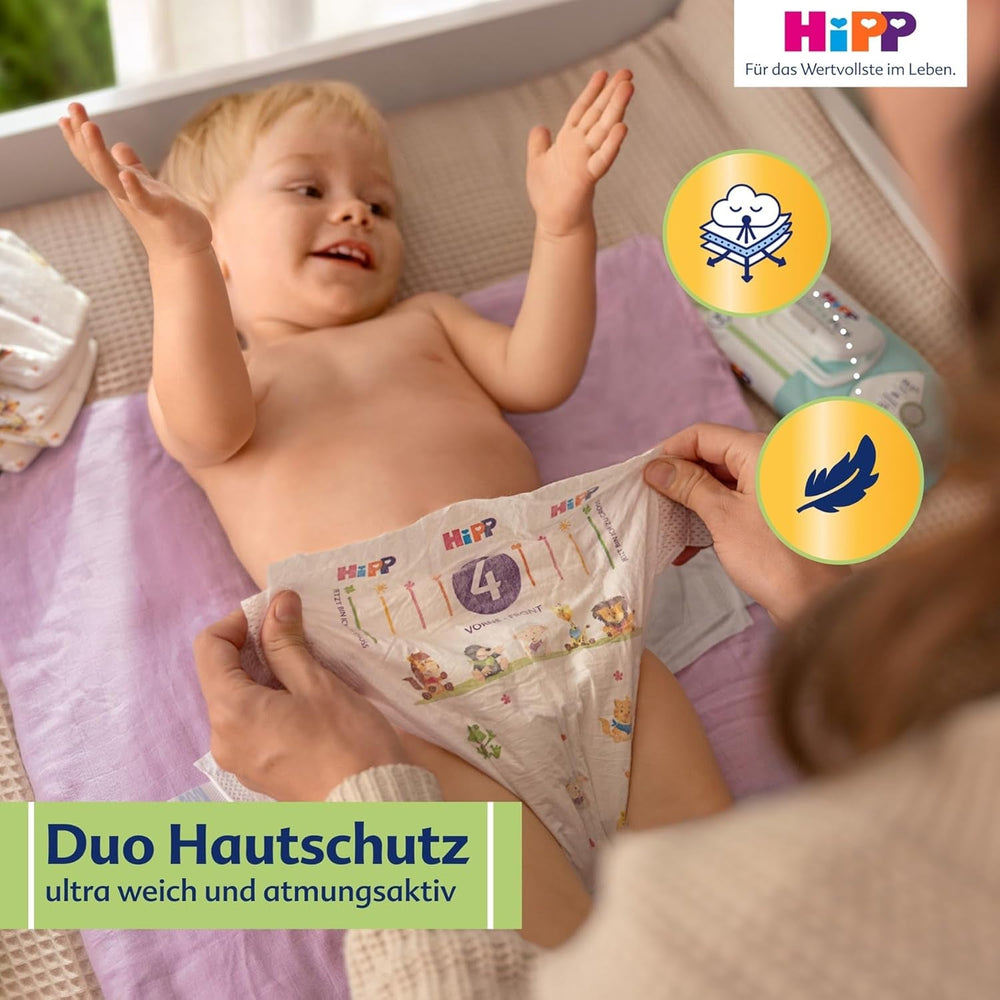 Scutec HiPP Extra Soft Premium Mărimea 1 Nou-născut 2-5 kg, 72 bucăți (3 pachete a câte 24), cu protecție anti-scurgere în 3 moduri și protecție dublă a pielii