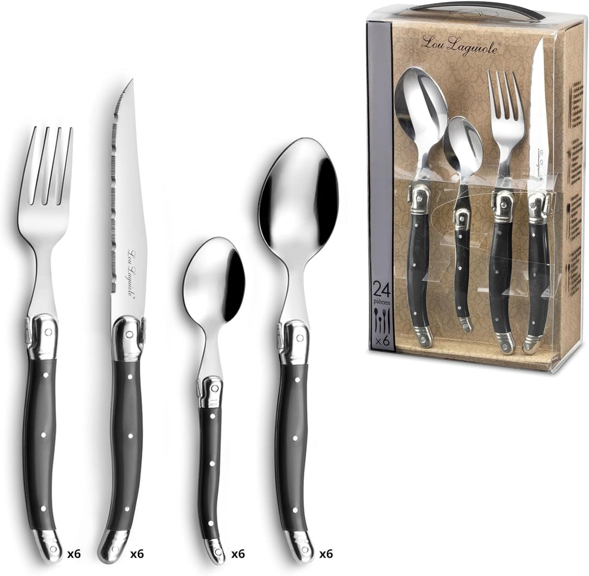 LOU LAGUIOLE TRADITION Set de tacâmuri pentru friptură 24 piese Bucatarie Naty Shop