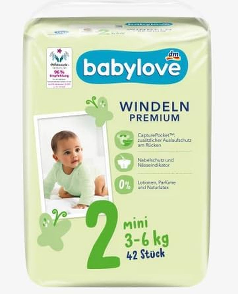 Scutece premium mărimea 2, mini, 3-6 kg, 42 bucăți