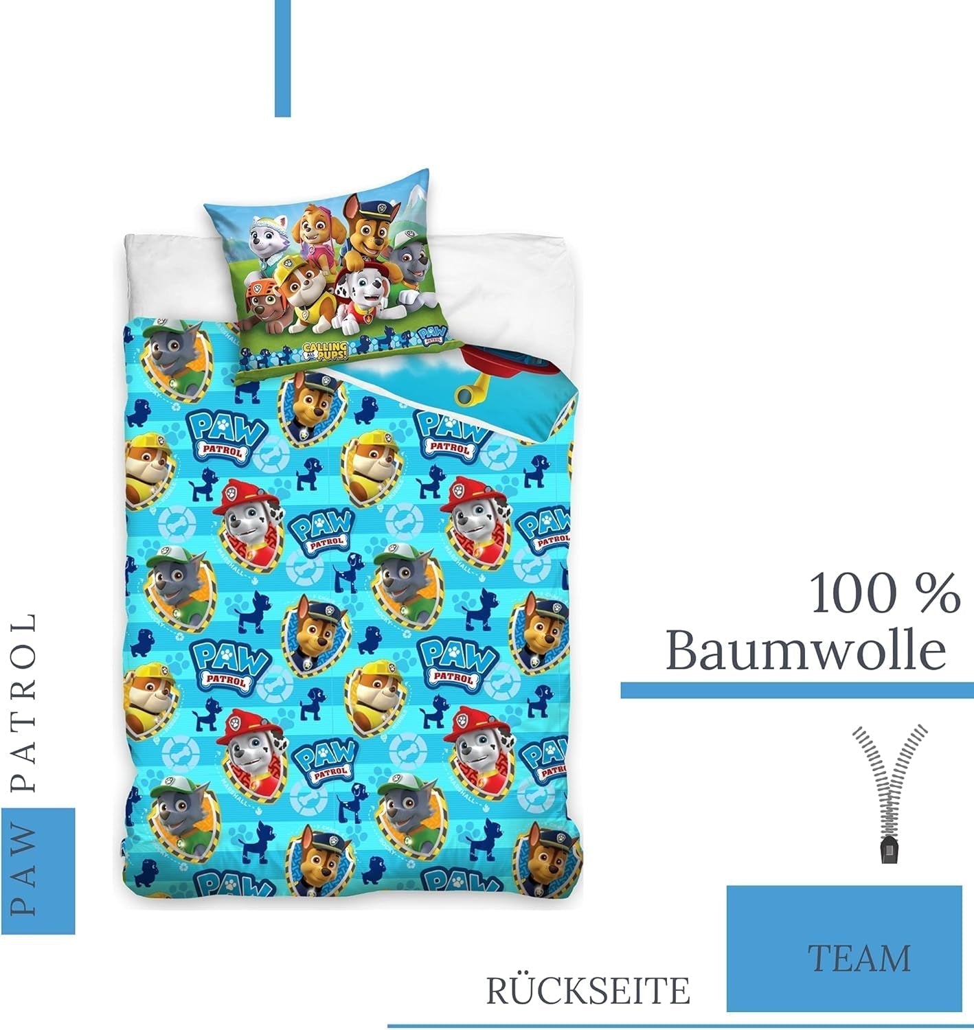 Bettwäsche Bettbezug 100X135 40X60 Baumwolle · Kompatibel Mit Paw Patrol Baby Kinderbettwäsche Für Mädchen Und Jungen · 2 Teilig · 1 Kissenbezug 40X60 + 1 Bettbezug 100X135 Cm Naty Shop
