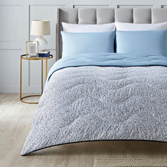 Night Lark Coverless Duvet Super King 6 Tog Spring Summer - Blue Garden Cuvertură super moale, confortabilă și ușoară, lavabilă la mașină și uscare rapidă, set de perne All-In-One, reversibil Plapumi si pilote Naty Shop Albastru Super King