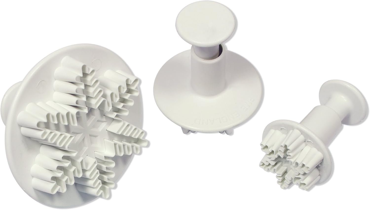 Cutter de embossare PME SF708 cu fulgi de zăpadă, format mic, mediu, mare, plastic, alb, 9,5 x 2 x 9,5 cm