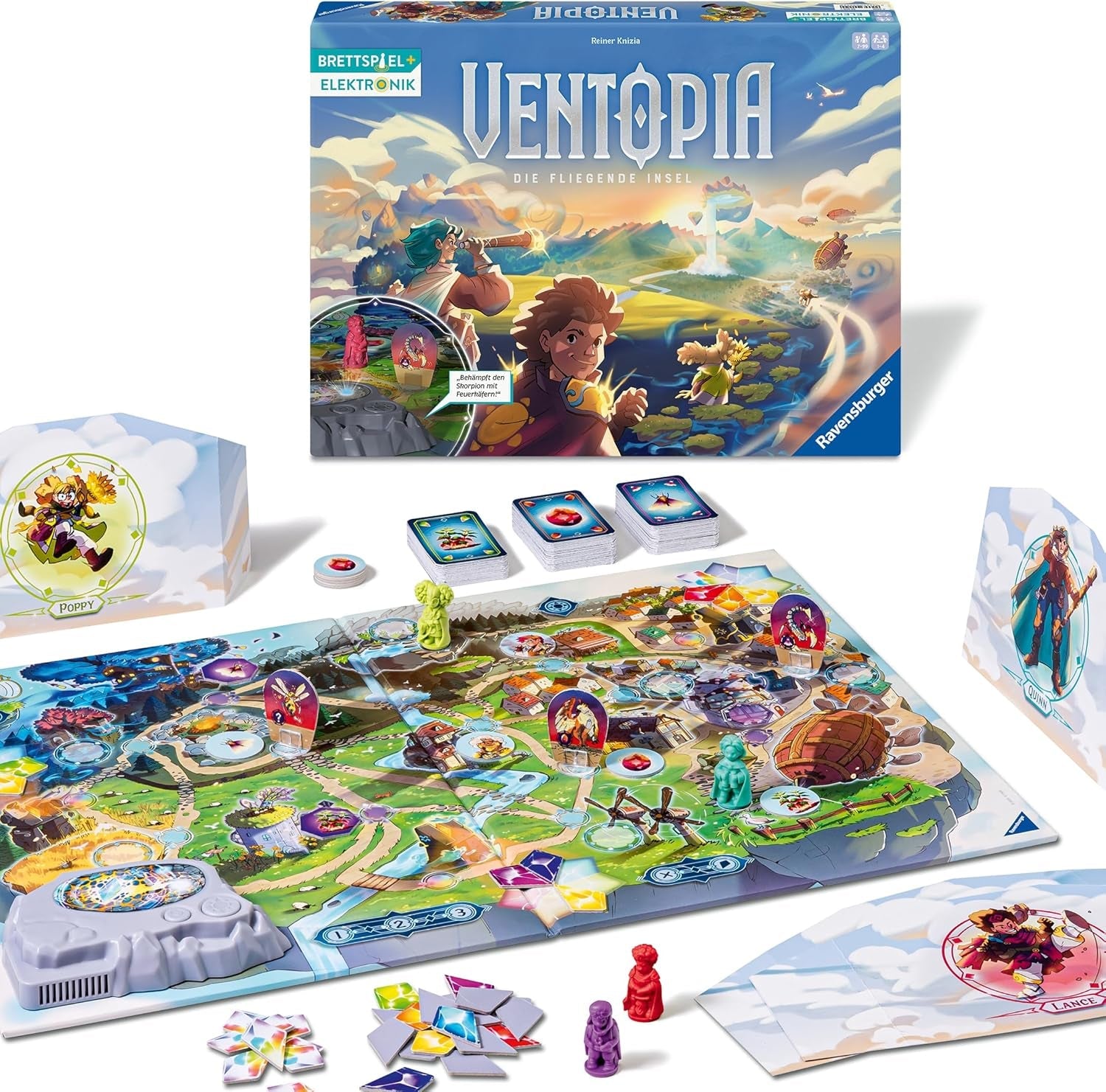 Ravensburger 24582 Ventopia - Insula Zburătoare, joc de societate cu electronice pentru copii cu vârsta de 7 ani și peste, pentru 1 până la 4 jucători