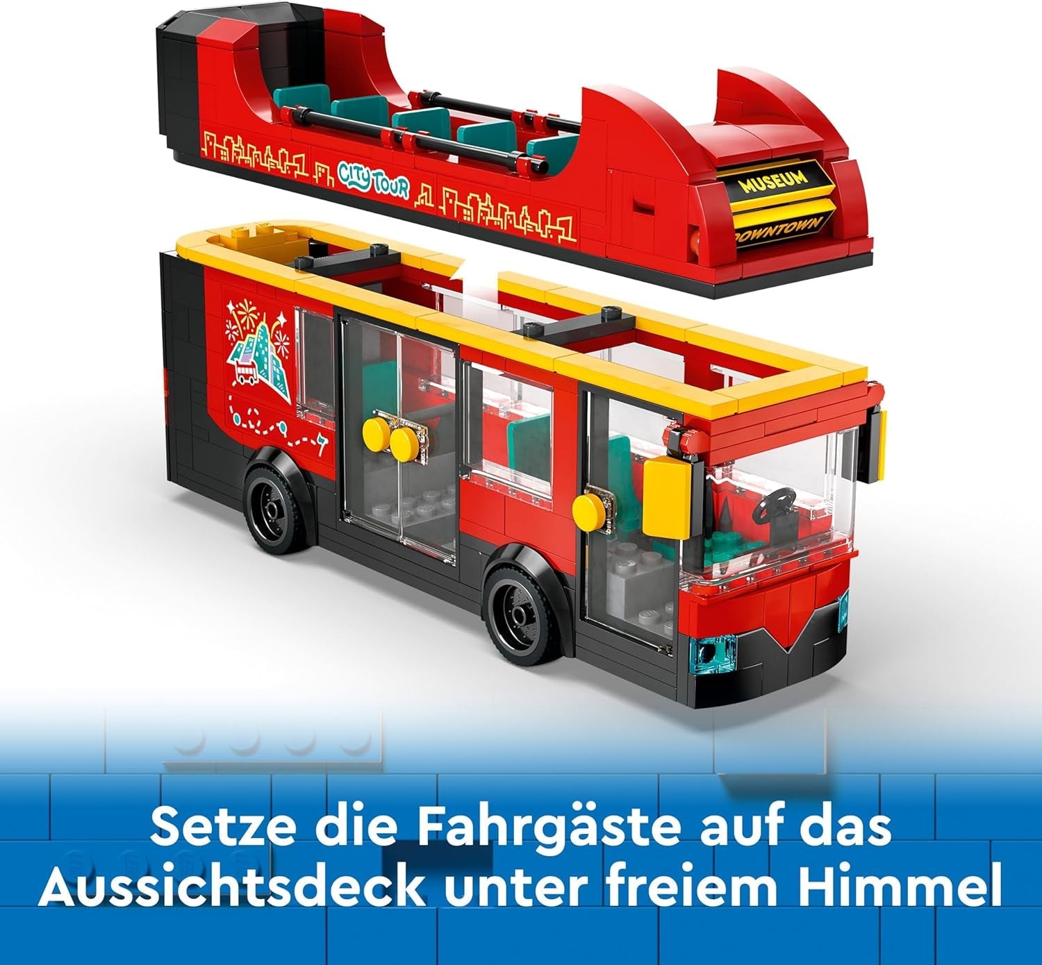 LEGO City Red Double-Decker Sightseeing Bus Toy, Red Vehicle for 7 Plus Year Old Boys & Girls, Creative Set with 5 Minifigures Including a Baby and Buggy, Birthday Gift Idea 60407
