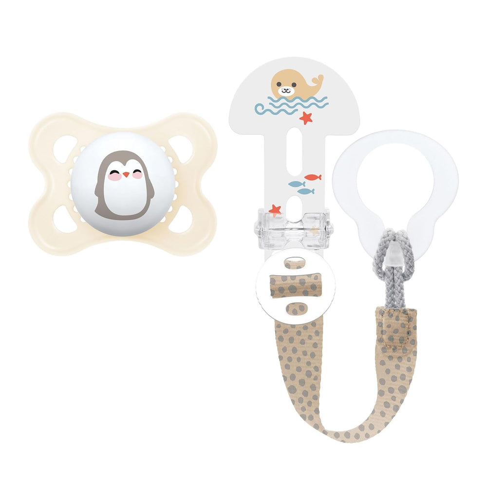 Suzetă MAM Clip It! Broche & Original S226 Skinsoft™ din silicon, ultra-moale, pentru bebeluși de la 0+ luni