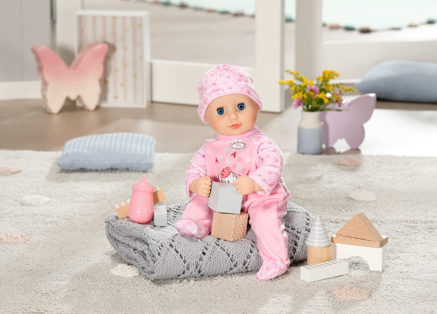 Păpușă moale Annabell Little Annabell 36cm, cu corp din pânză și ochi adormiți, 36cm, 709870 Zapf Creation