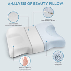 Royalisneeo Pernă de frumusețe pentru spate, stomac și dureri laterale Pernă pentru dureri de gât și umăr, pernă din spumă de memorie pentru anti-rid și anti-îmbătrânire, albastru (standard) Perne ortopedice cervicale Naty Shop