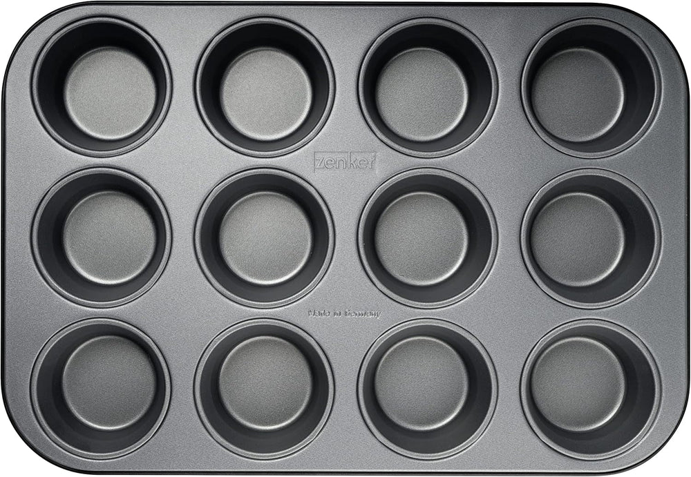 Zenker 12Er Muffinform Energy, Premium-Backform, Für Köstliche Kuchen, Verkürzt Die Backzeit Um Bis Zu 20% (Farbe: Silber/Anthrazit), Menge: 1 Stück, Hellgrau Und Dunkelgrau Matrite si tavi pentru copt Naty Shop