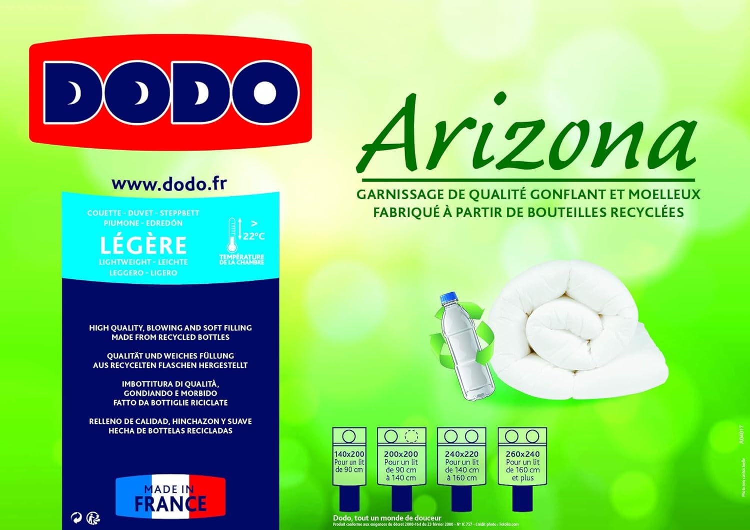 DODO Couette plapuma Arizona, lumina, poliester, alb, 140/200 Plapumi si pilote Naty Shop