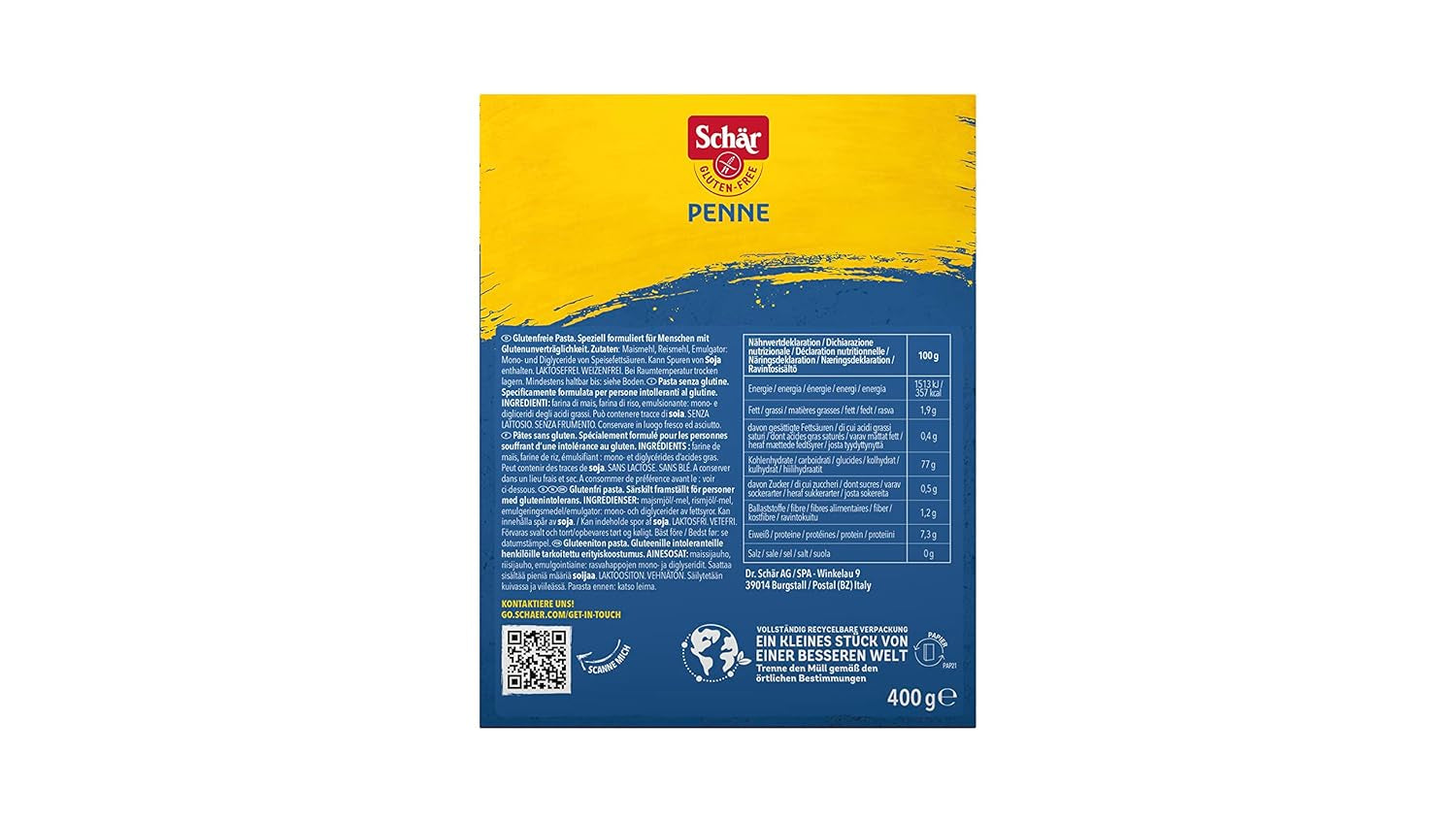 Penne fără gluten, 400g