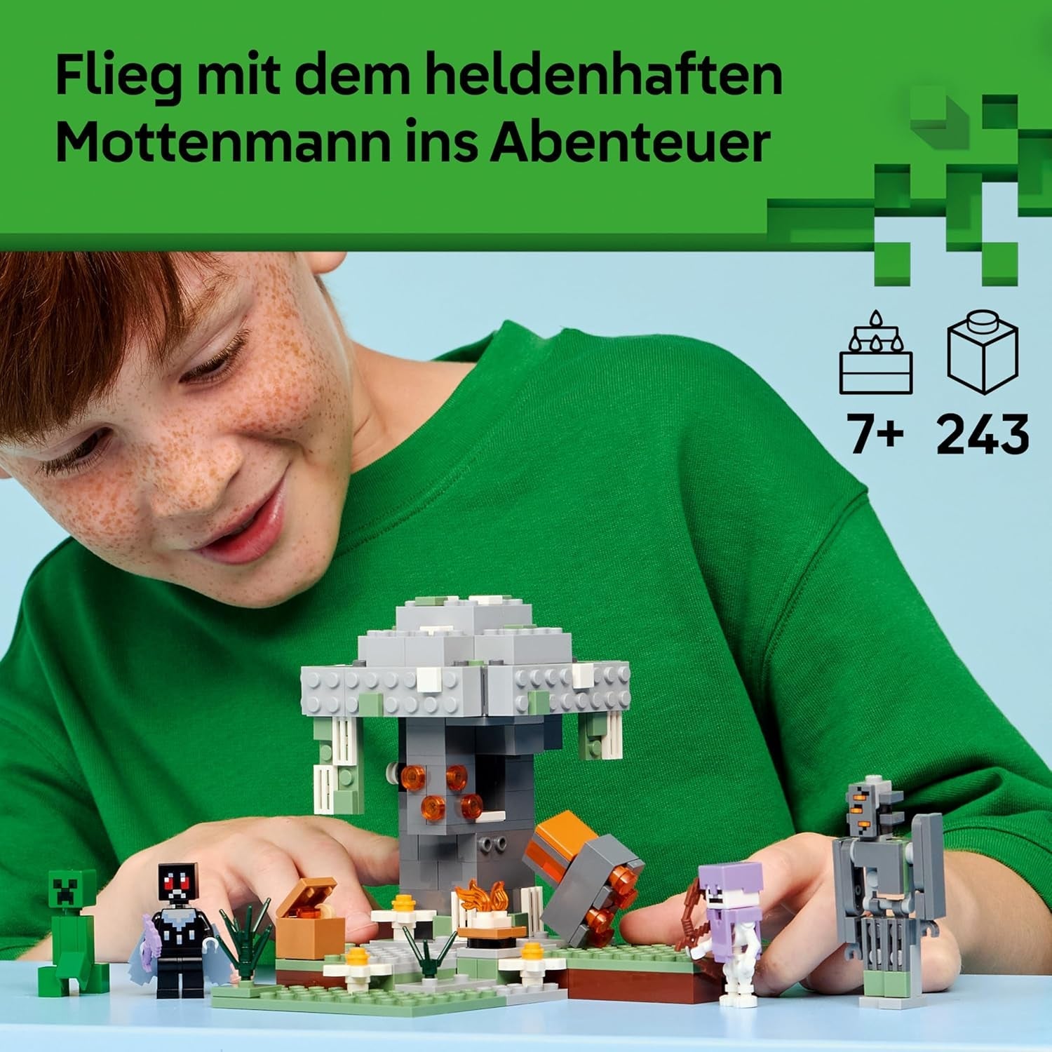 LEGO Minecraft Blasser Garten - Kreatives Spielzeug für Kinder - Spielzeugbiom für Jungen und Mädchen ab 7 Jahren - mit Minecraft Figuren - Mottenmann, Creeper, Skelett und Knarz - Geschenk - 21586