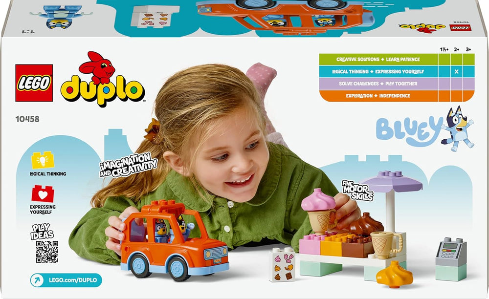 LEGO DUPLO Bluey: Ausflug zur Eisdiele mit Bluey - Lernspielzeug für Kleinkinder - Mit Spielzeug Auto und 2 Minifiguren - Geschenk für Mädchen & Jungen ab 2 Jahren - 10458