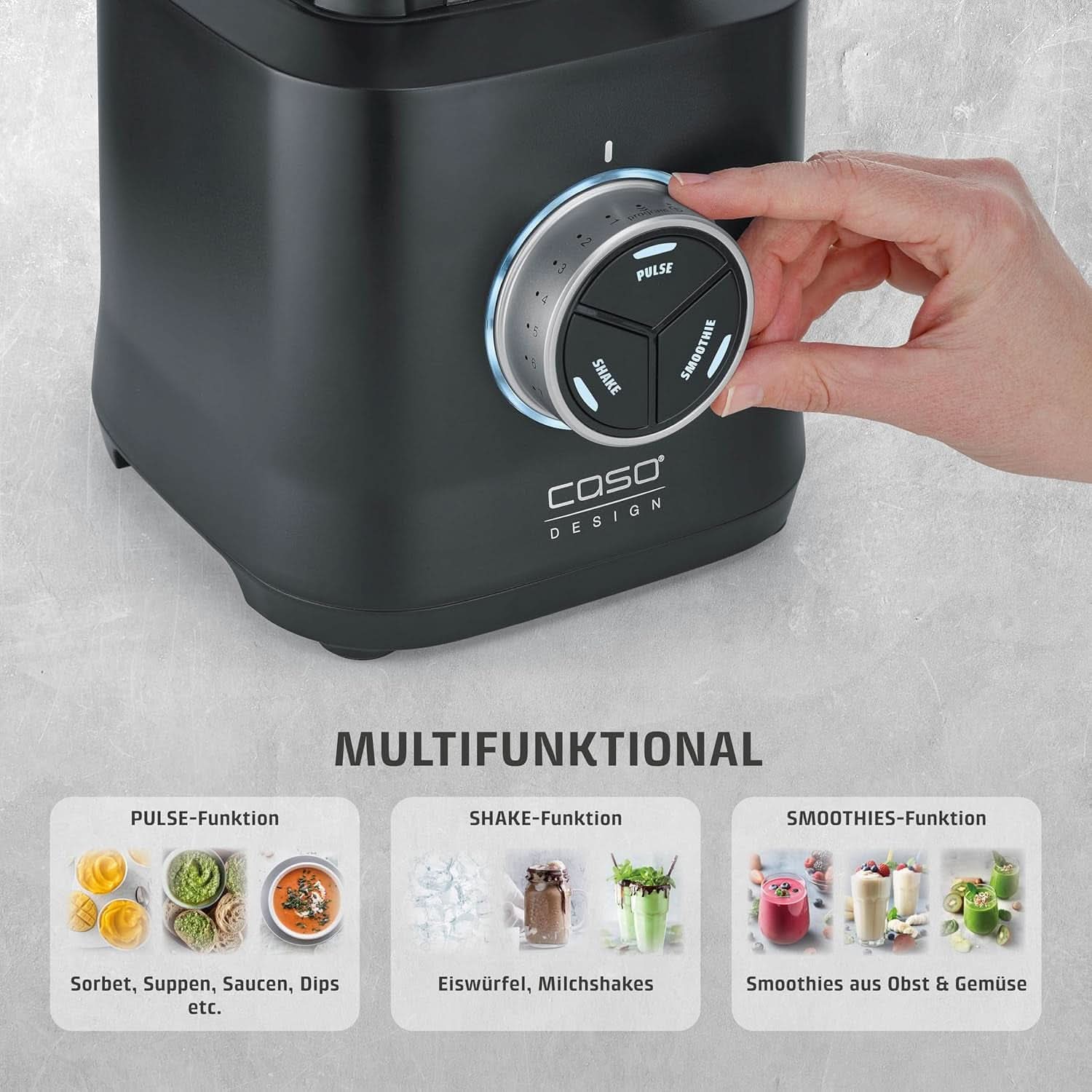 CASO Powerblender B 2000 - Profi Standmixer, 30.000 U/Min, 2000 Watt, Bruchsicherer Tritan-Mixbehälter (2 L), Bpa-Frei, Pulse-, Shake-, Smoothie-Funktion, 8-Fach Messer-System Mit Titanbeschichtung Bucatarie Naty Shop