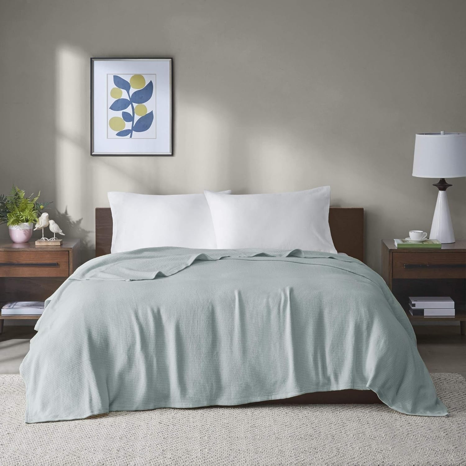 Madison Park Freshspun Wicker Pătură de bumbac Twin Grey Paturi si Cuverturi Madison Park Albastru Geamăn