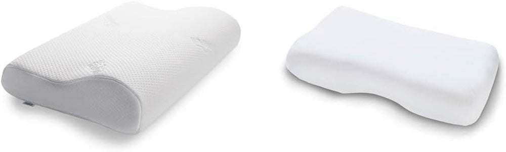 TEMPUR Original Sleeping Pillow Memory Foam, Pernă ergonomică de susținere a gâtului pentru cei care dorm lateral și pe spate, Fermă, M (50 X 31 X 10/7 Cm), Alb Perne ortopedice cervicale Naty Shop Pachet cu husă de pernă, alb S (50 X 31 X 8/5 Cm)